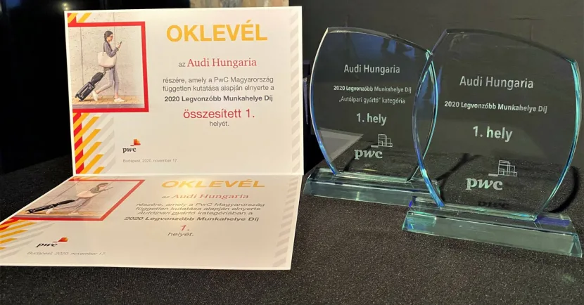 Audi Hungaria 2020 Legvonzobb munkahelye dij _ PWC